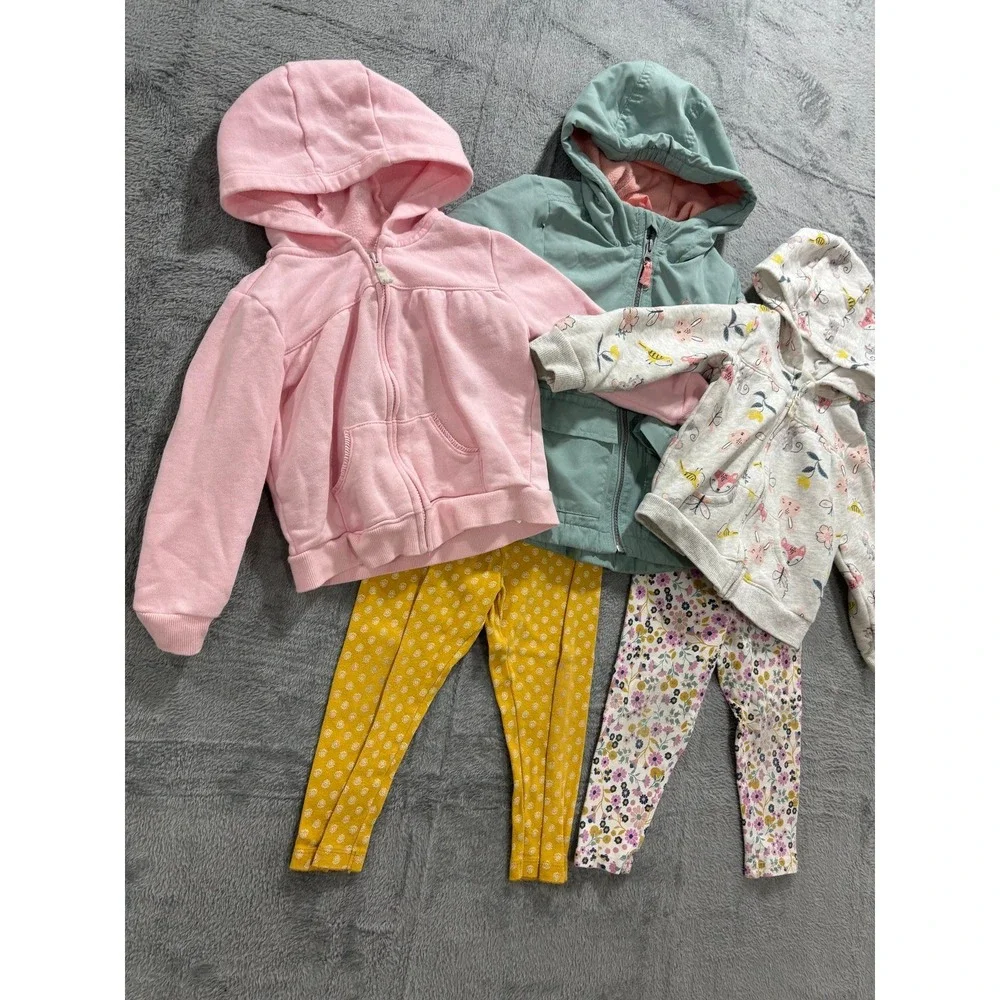 Carters OshKosh 24M Pink Green Floral Animal Hoodie Jacket‎ Leggings Lot 5pc
